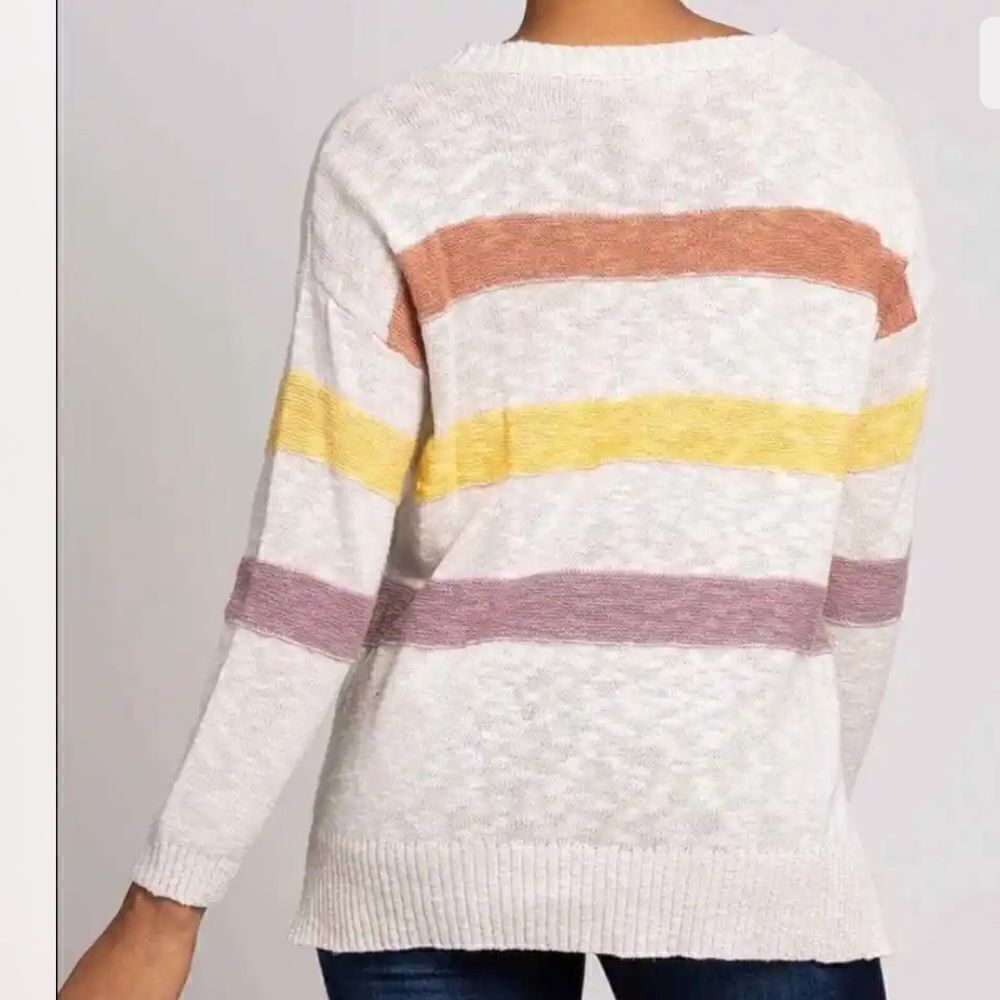 NWOT Easel Striped Oversized Sweater size Small Cotton Crewneck Pullover Spring - Picture 3 of 6